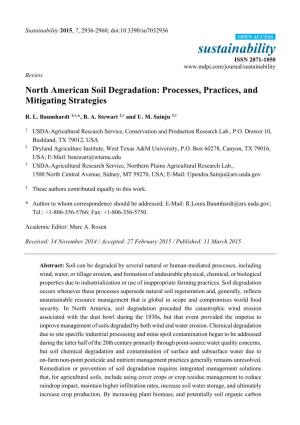 North American Soil Degradation: Processes, Practices, and Mitigating Strategies