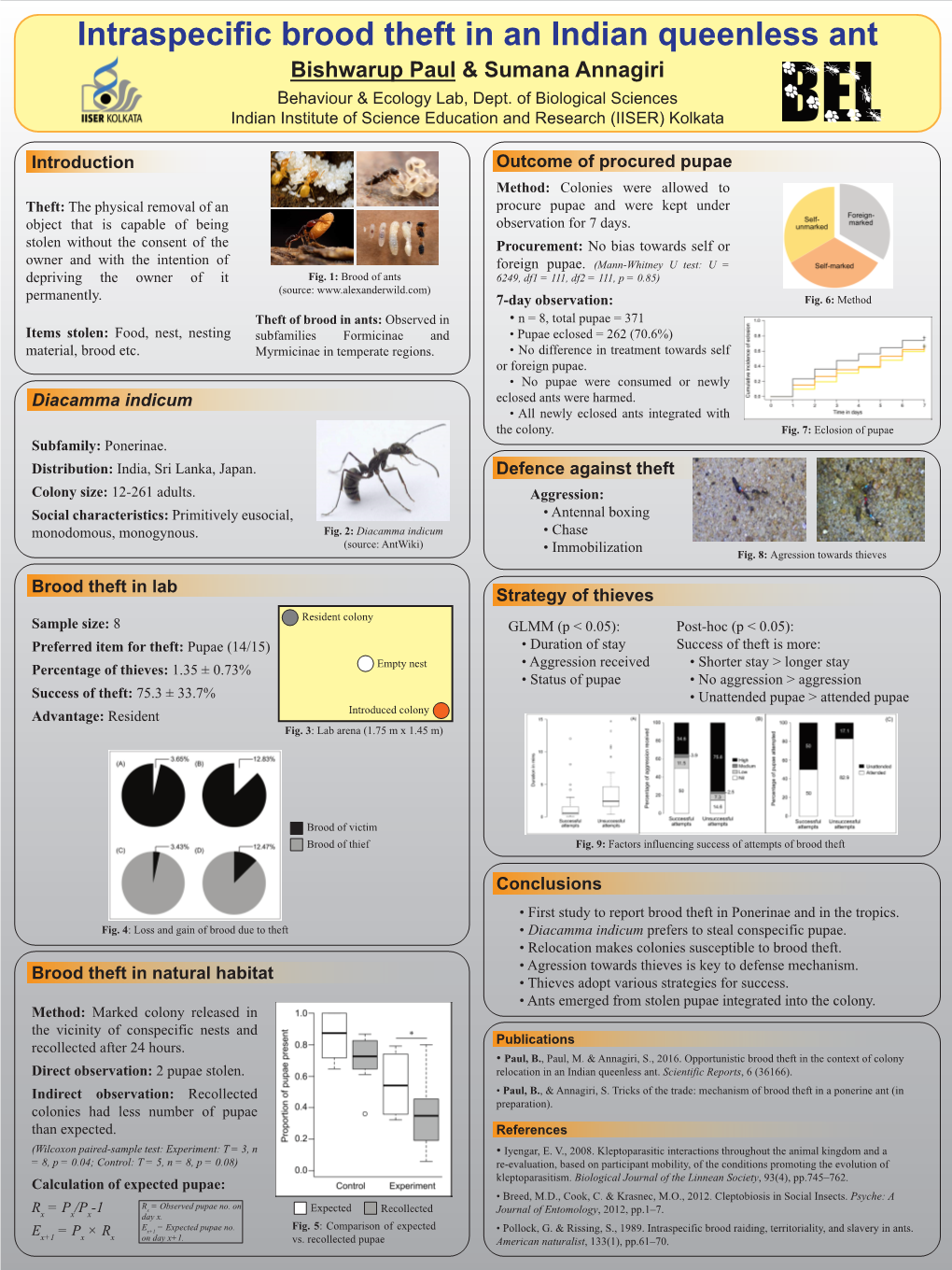 Intraspecific Brood Theft in an Indian Queenless Ant Bishwarup Paul & Sumana Annagiri Behaviour & Ecology Lab, Dept