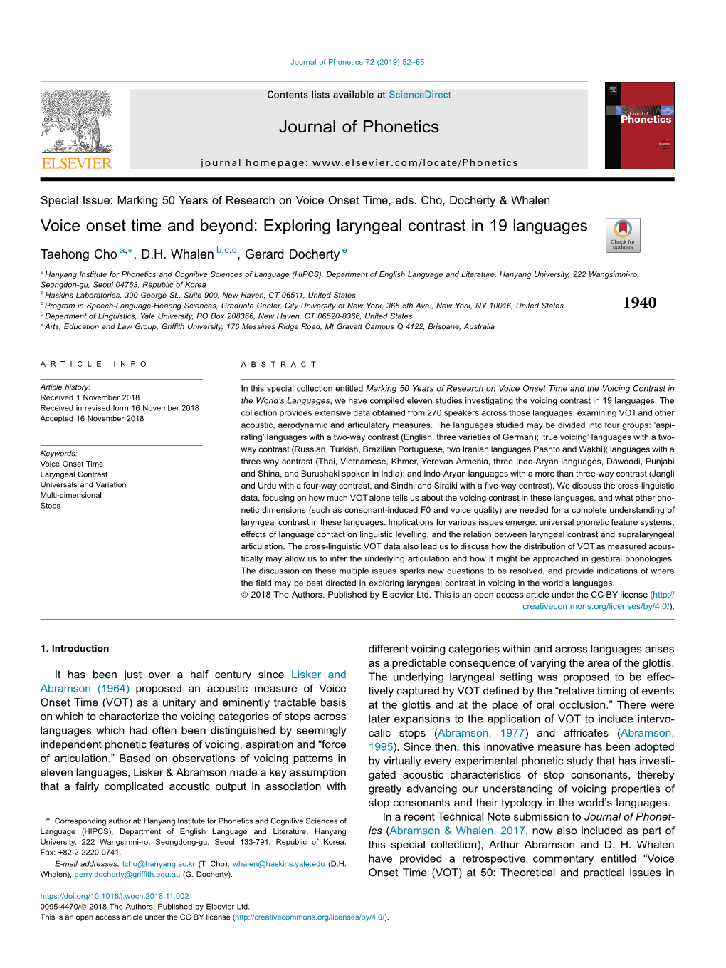 Voice Onset Time and Beyond: Exploring Laryngeal Contrast in 19 Languages