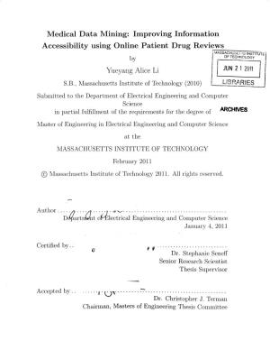 Accessibility Improving Information Using Online Patient Drug Reviews