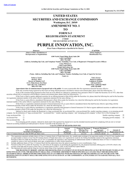 PURPLE INNOVATION, INC. (Exact Name of Registrant As Specified in Its Charter)