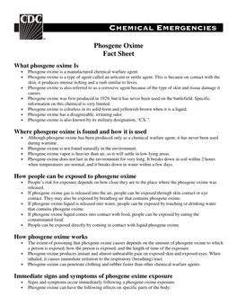 Phosgene Oxime Fact Sheet