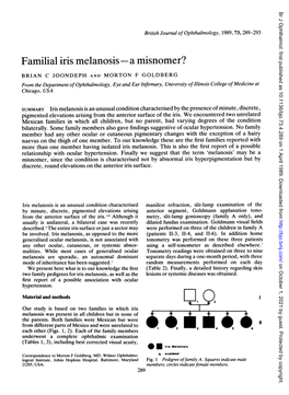 Familial Iris Melanosis-A Misnomer? 291