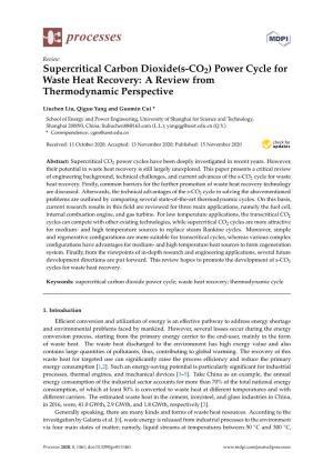 Supercritical Carbon Dioxide(S-CO2) Power Cycle for Waste Heat Recovery: a Review from Thermodynamic Perspective