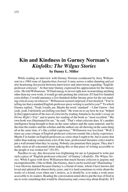 Kin and Kindness in Gurney Norman's Kinfolks: the Wilgus Stories