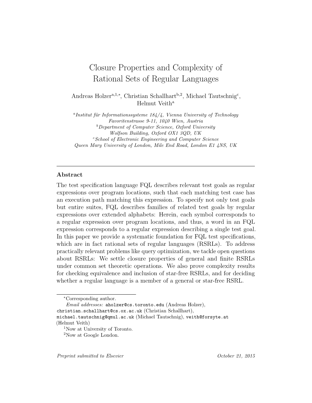 Closure Properties and Complexity of Rational Sets of Regular Languages