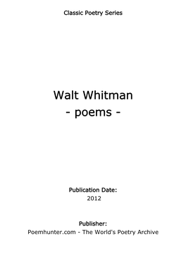 Walt Whitman - Poems