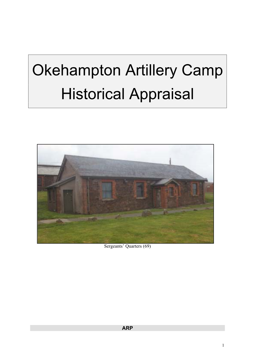 Okehampton Artillery Camp Historical Appraisal