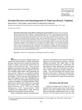 Gonadal Structure and Gametogenesis of Trigla Lyra