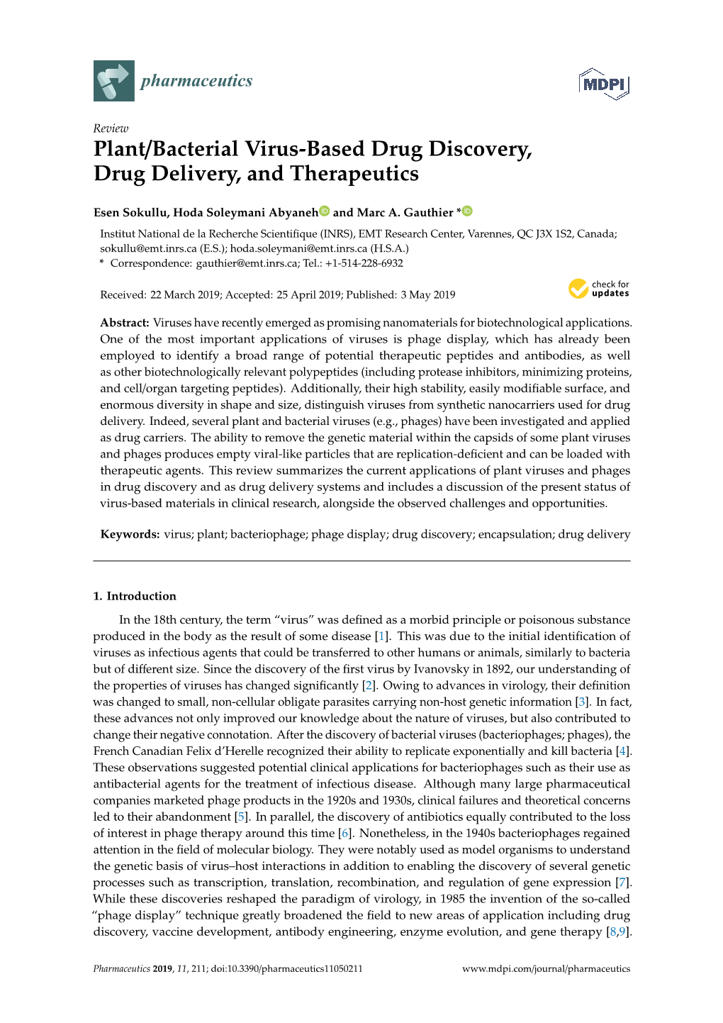 Plant/Bacterial Virus-Based Drug Discovery, Drug Delivery, and Therapeutics