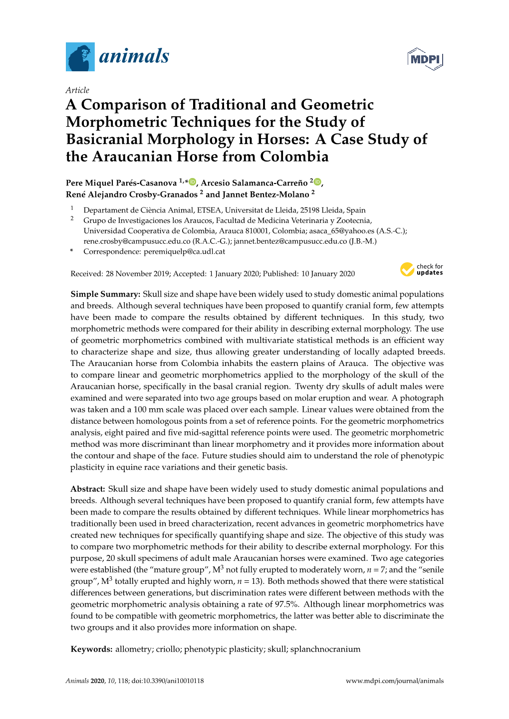 A Comparison of Traditional and Geometric Morphometric