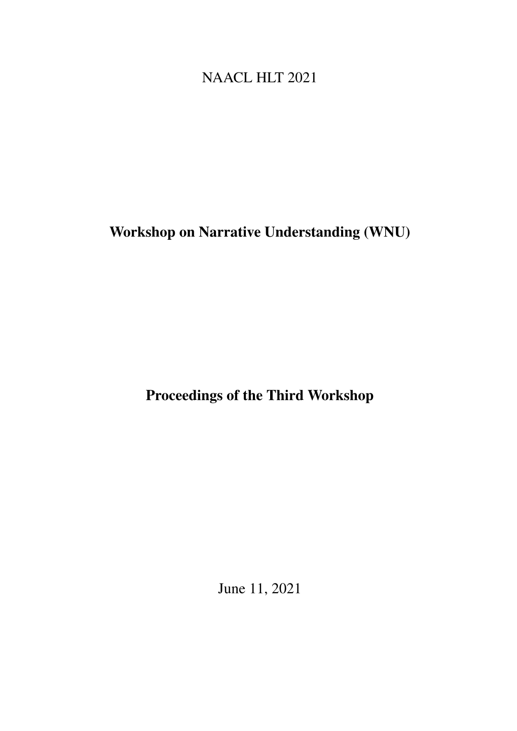 Proceedings of the Third Workshop on Narrative Understanding