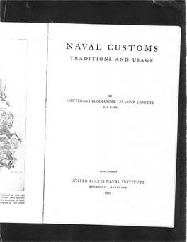 Naval Customs Traditions and Usage