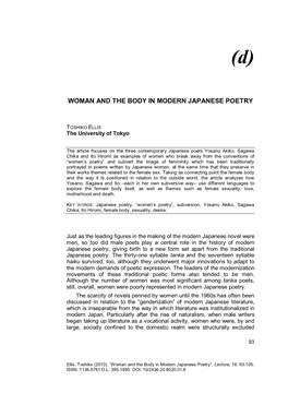 Woman and the Body in Modern Japanese Poetry