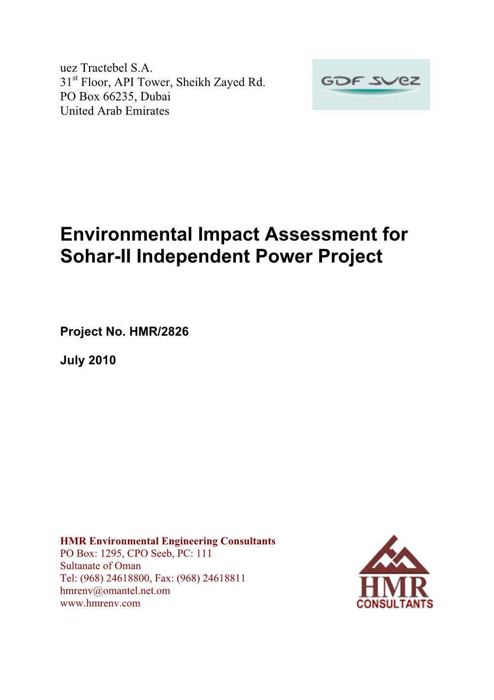 Environmental Impact Assessment for Sohar-II Independent Power Project