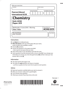Chemistry Unit: 4CH0 Paper: 2CR