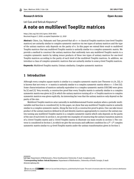 A Note on Multilevel Toeplitz Matrices