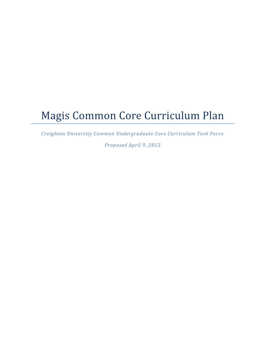 Magis Common Core Curriculum Plan