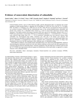 Evidence of Noncovalent Dimerization of Calmodulin