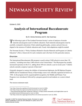 Analysis of International Baccalaureate Program