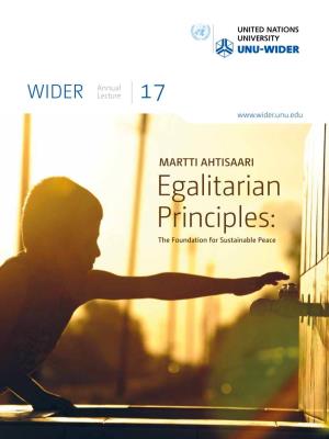WIDER Annual Lecture 17 Egalitarian Principles