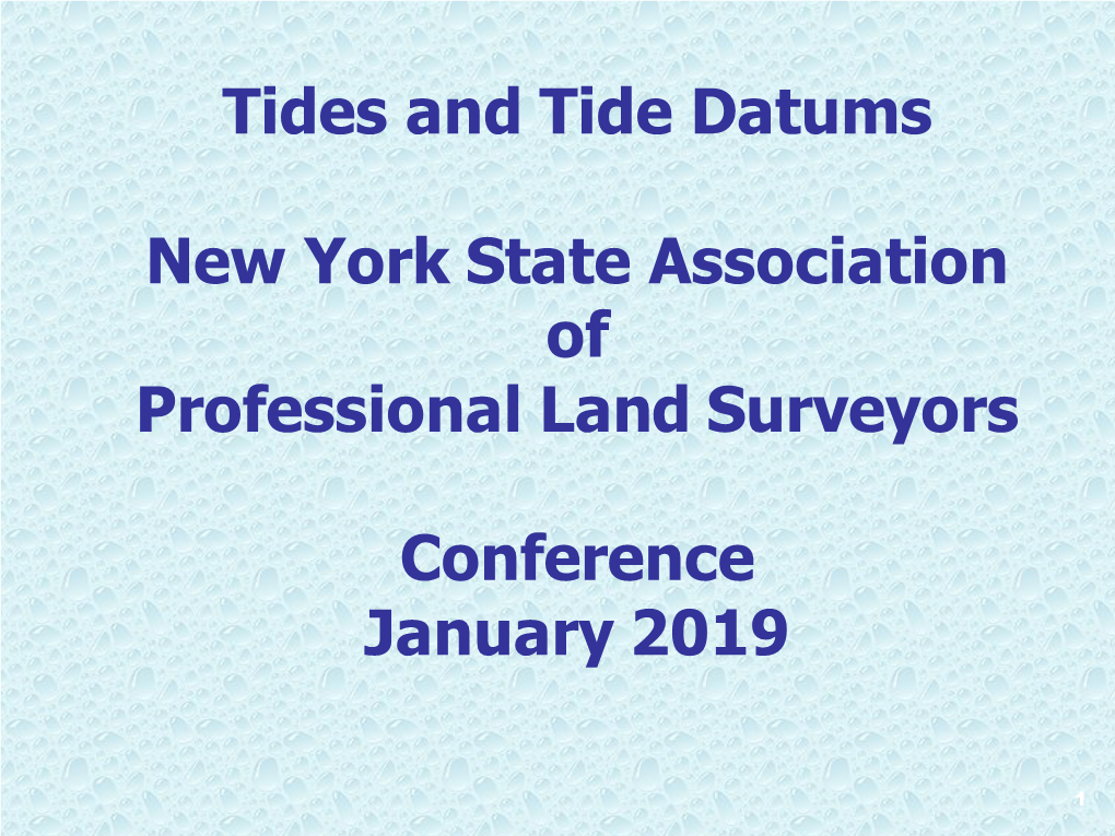 Tides and Tide Datums New York State Association of Professional