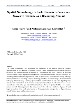 Spatial Nomadology in Jack Kerouac's Lonesome Traveler: Kerouac As A