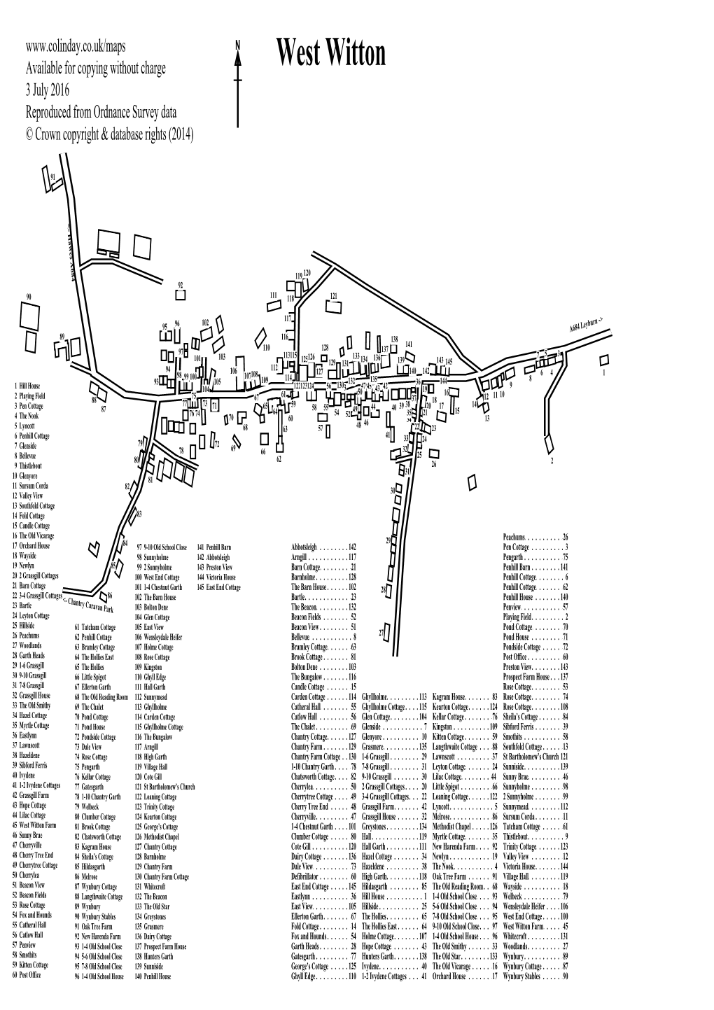 West Witton 3 July 2016 Reproduced from Ordnance Survey Data © Crown Copyright & Database Rights (2014)