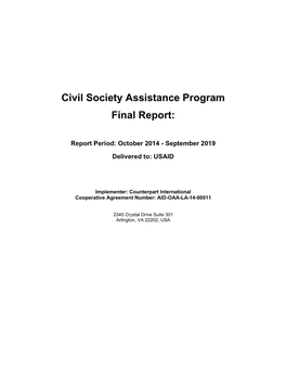 Civil Society Assistance Program Final Report
