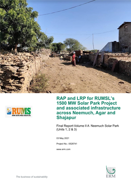 RAP and LRP for RUMSL's 1500 MW Solar Park Project and Associated Infrastructure Across Neemuch, Agar and Shajapur