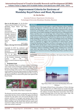 Improvement Criteria for Environs of Mandalay Royal Palace and Moat, Myanmar Dr