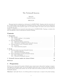 The Tychonoff Theorem