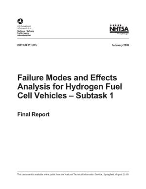 Failure Modes and Effects Analysis for Hydrogen Fuel Cell Vehicles – Subtask 1