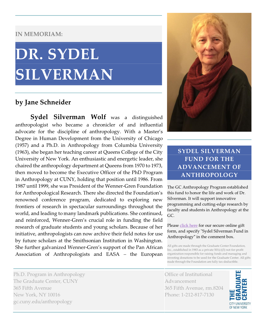 Dr. Sydel Silverman