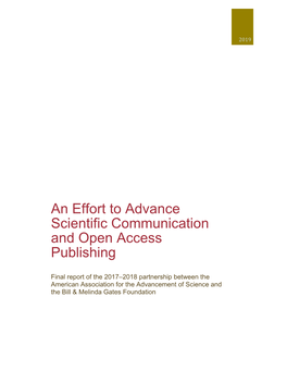 An Effort to Advance Scientific Communication and Open Access Publishing