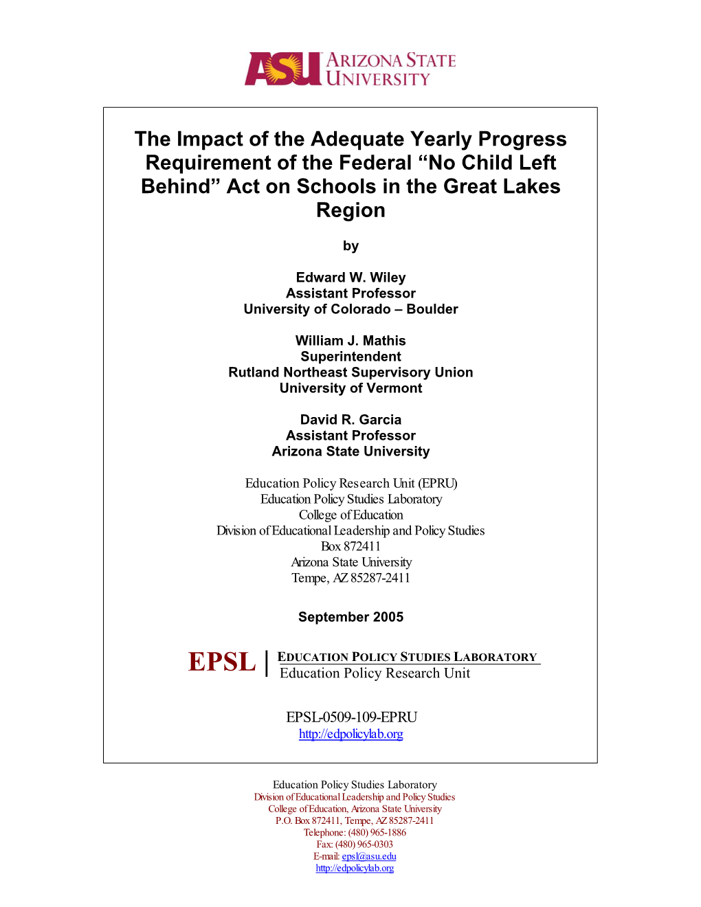 The Impact of the Adequate Yearly Progress Requirement of the Federal 