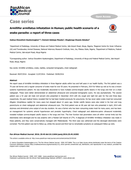 Case Series Armillifer Armillatus Infestation in Human; Public Health Scenario of a Snake Parasite: a Report of Three Cases