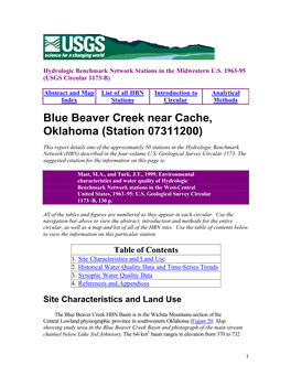 Blue Beaver Creek Near Cache, Oklahoma (Station 07311200)