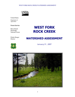 West Fork Rock Creek Watershed Assessment