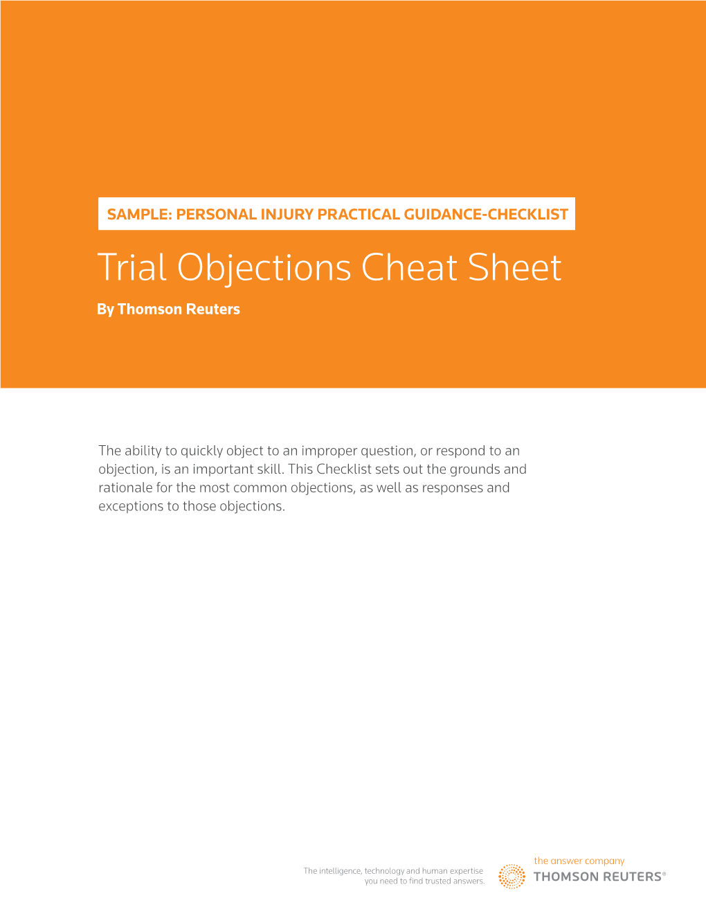 Trial Objections Cheat Sheet by Thomson Reuters DocsLib