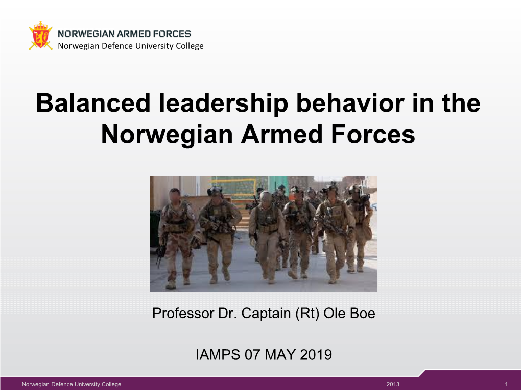 (2019) Balanced Leadership Behavior in the Norwegian Armed Forces