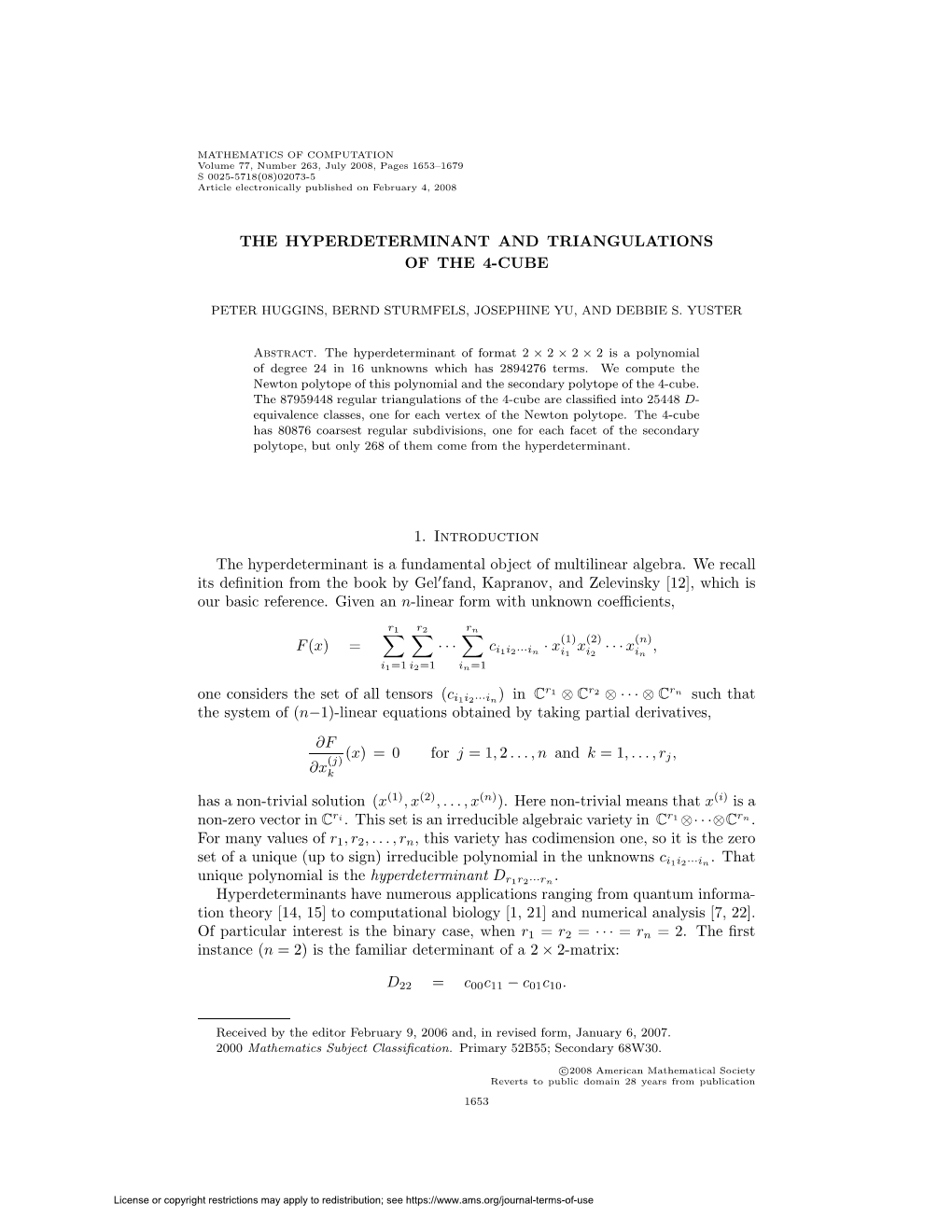 The Hyperdeterminant and Triangulations of the 4-Cube