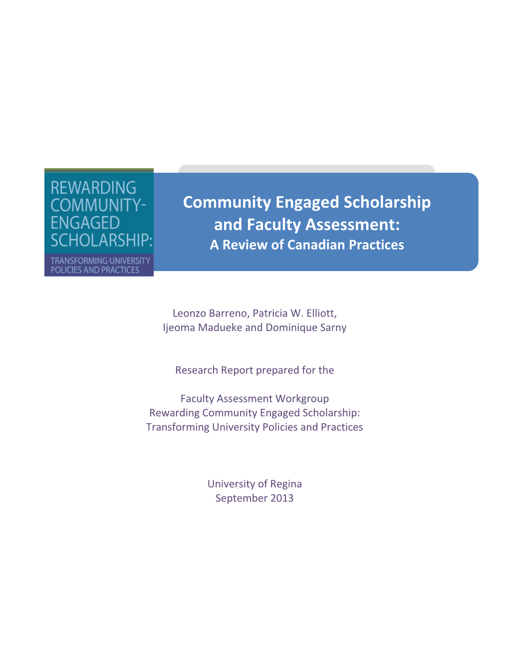 Community Engaged Scholarship and Faculty Assessment: a Review of Canadian Practices