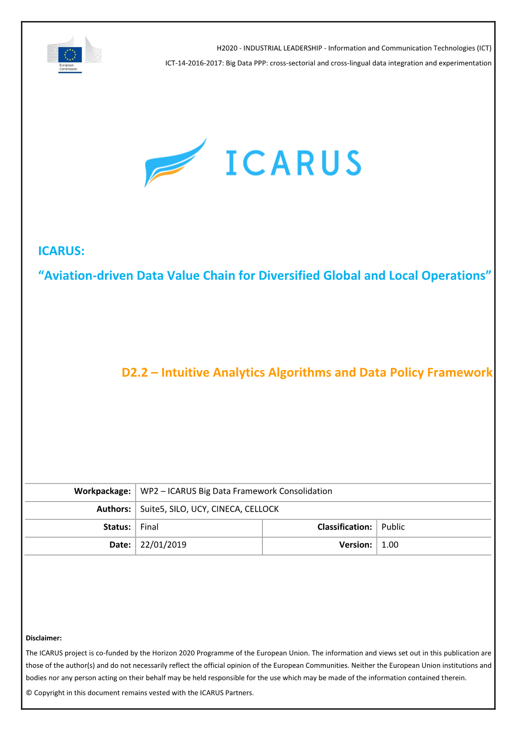 D2.2 – Intuitive Analytics Algorithms and Data Policy Framework