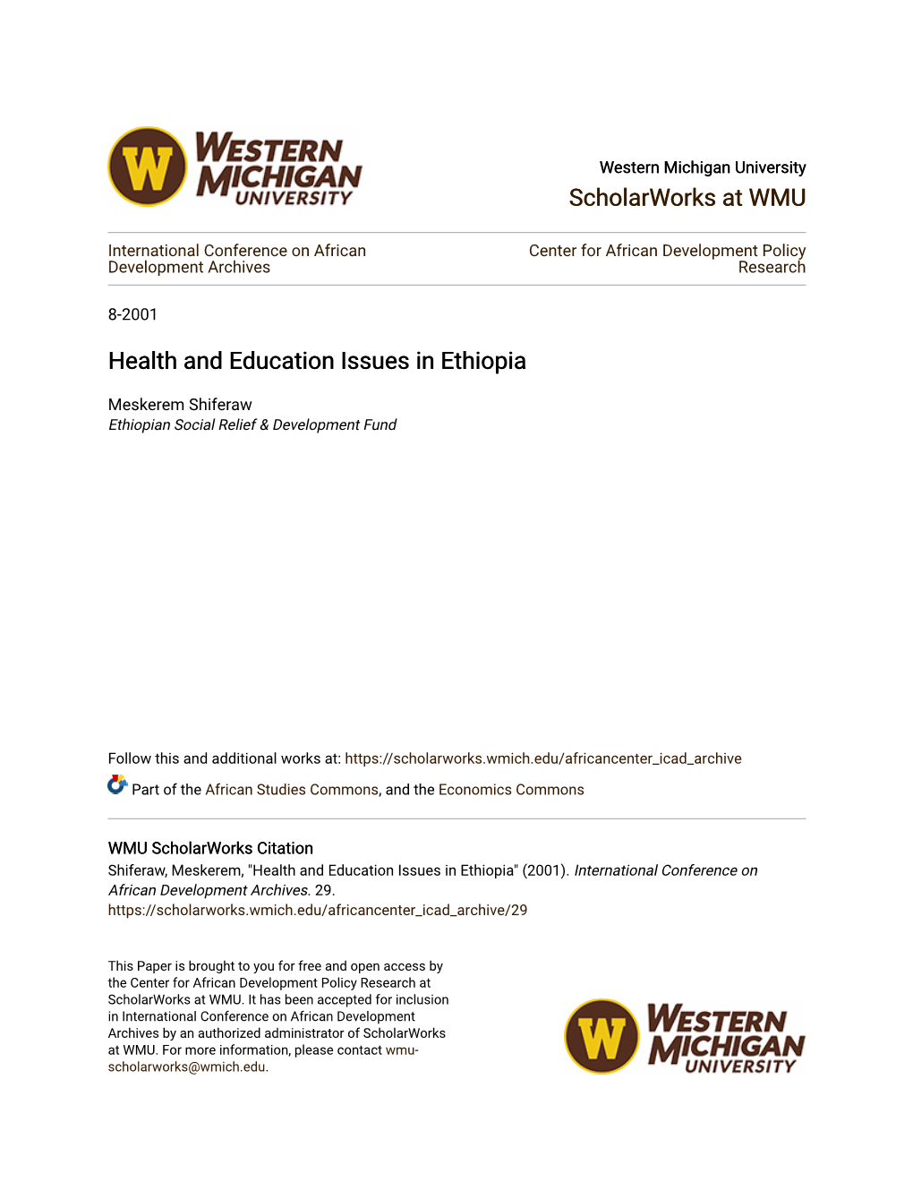 Health and Education Issues in Ethiopia