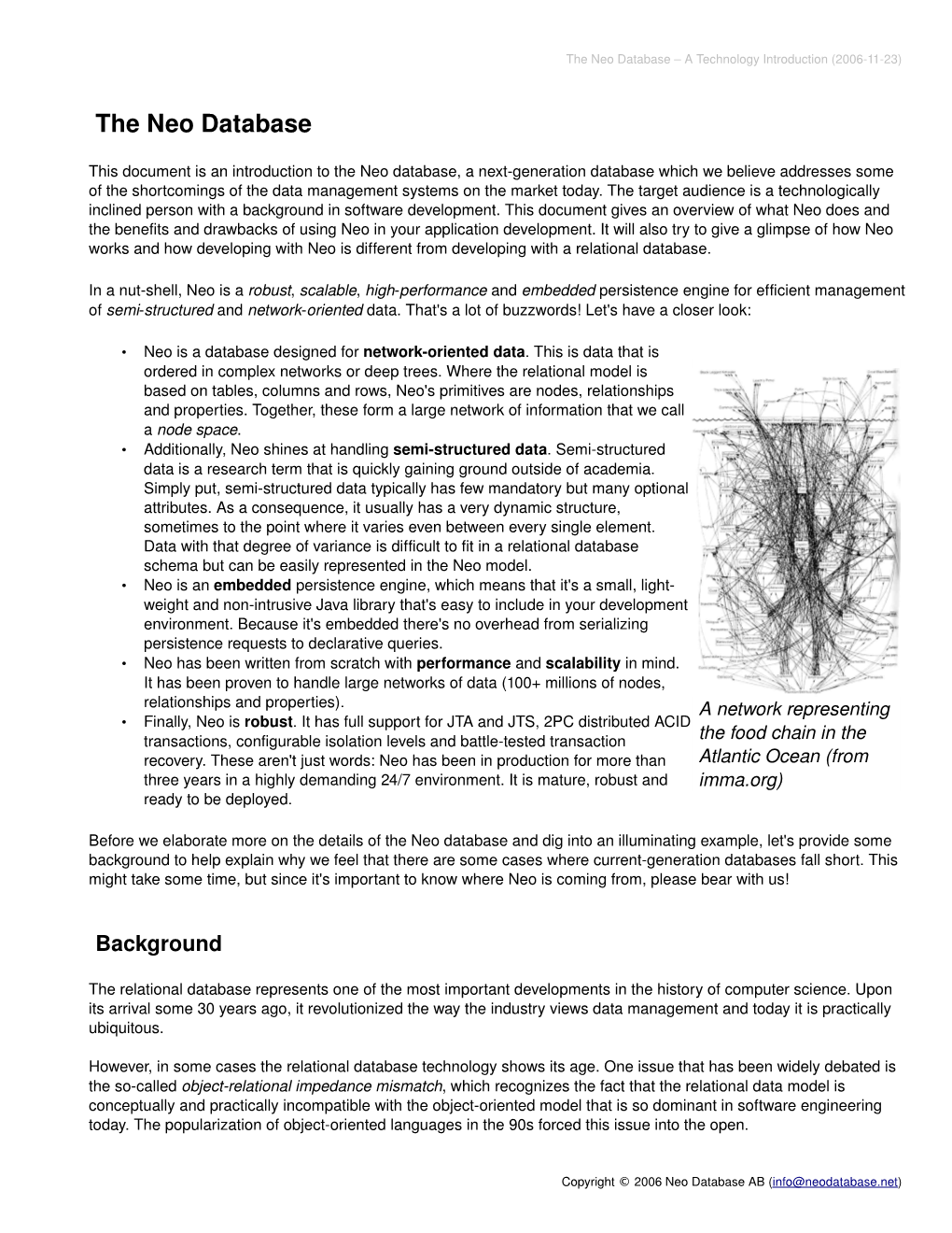 The Neo Database – a Technology Introduction (2006­11­23)