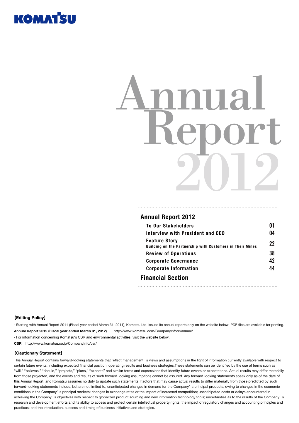 Annual Report 2012 Financial Section Financial Section