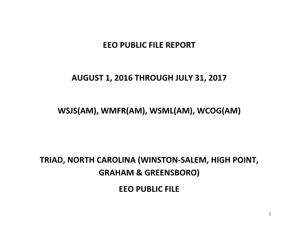 Eeo Public File Report August 1, 2016