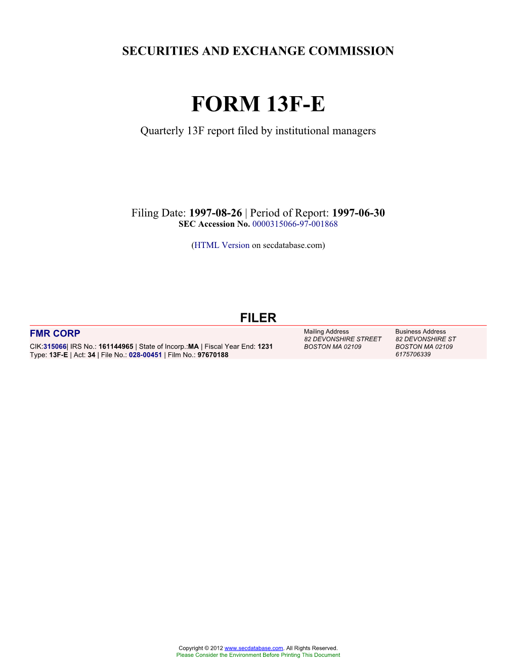 Form: 13F-E, Filing Date: 08/26/1997