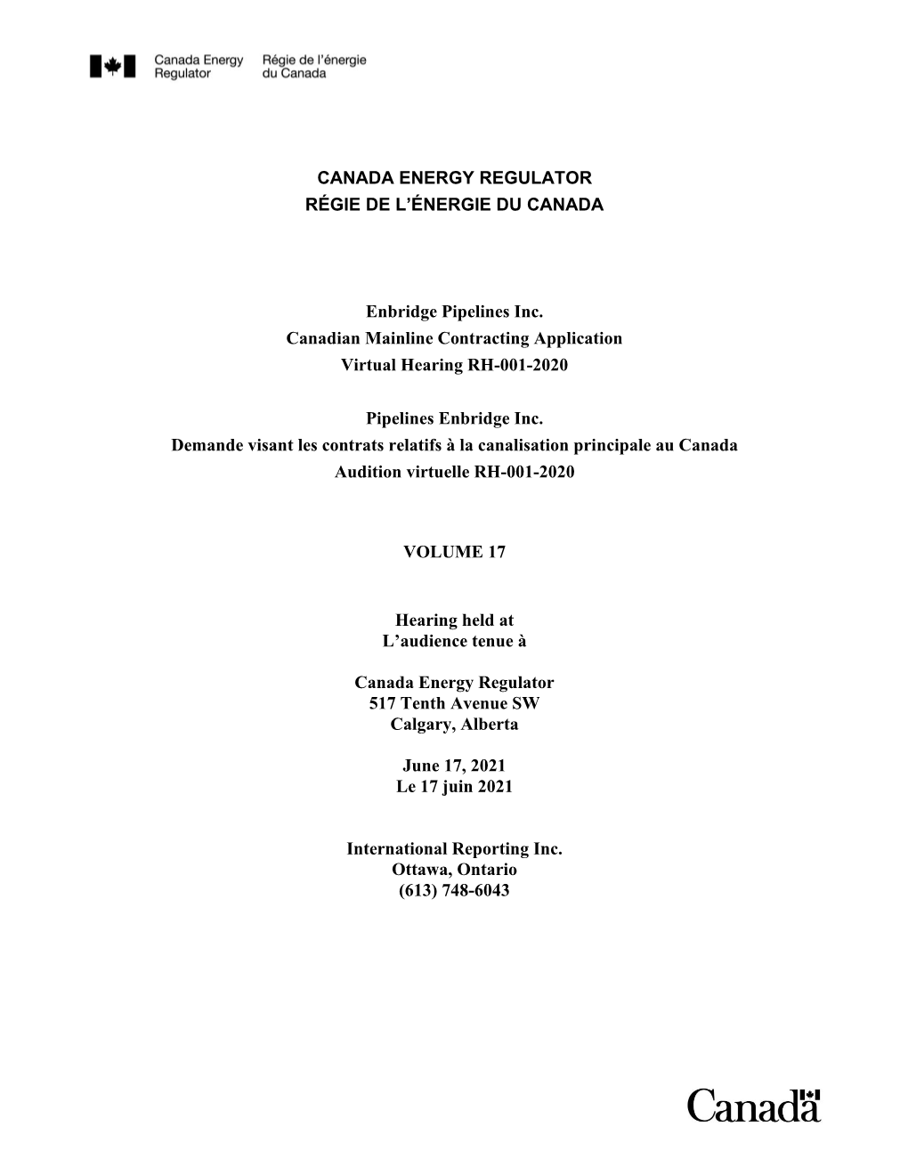 Canada Energy Regulator / Régie De L'énergie Du Canada